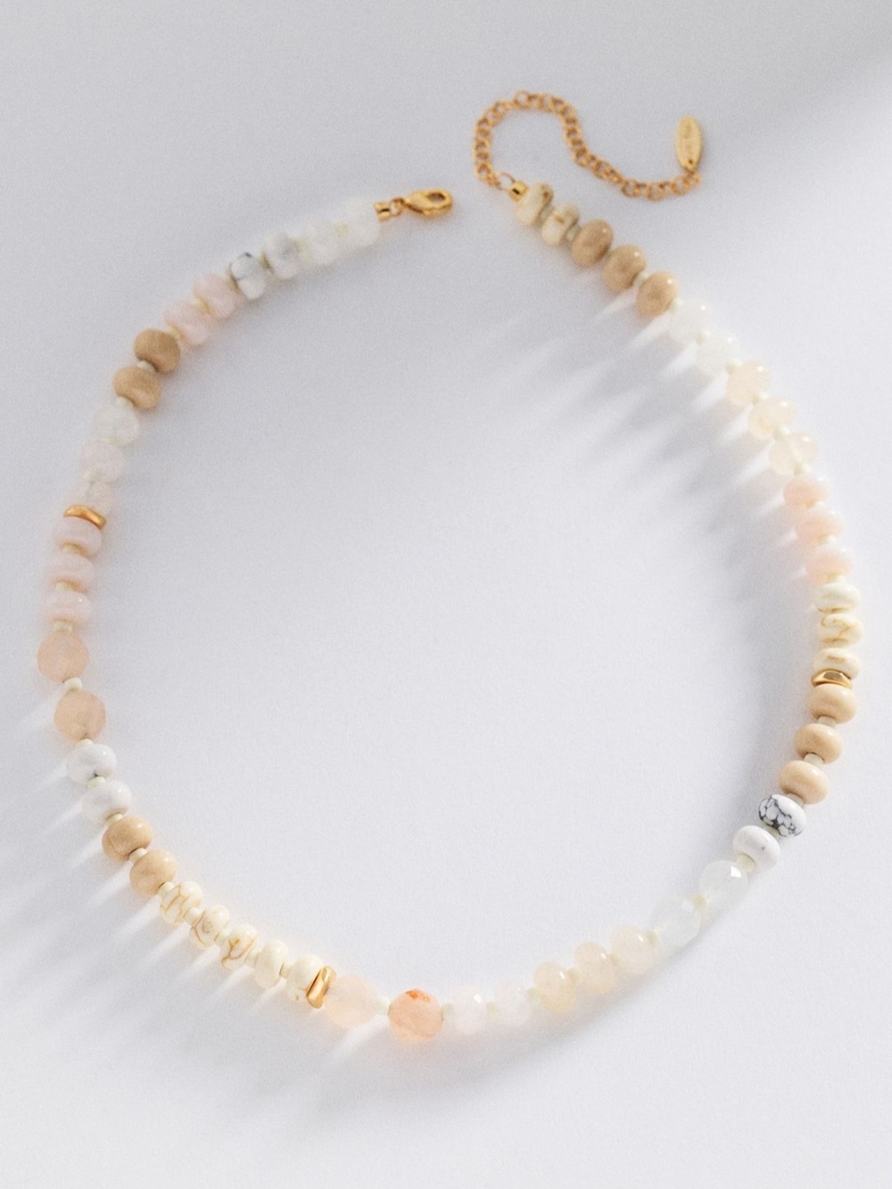 BY ANTHROPOLOGIE Rainbow Stone Necklace in White Beaded NWOT
